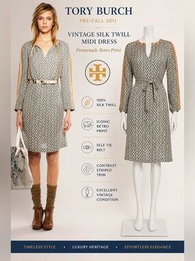 Tory Burch Silk Dress 4 Promenade Retro Elephant Print Belted Resort Vacation
